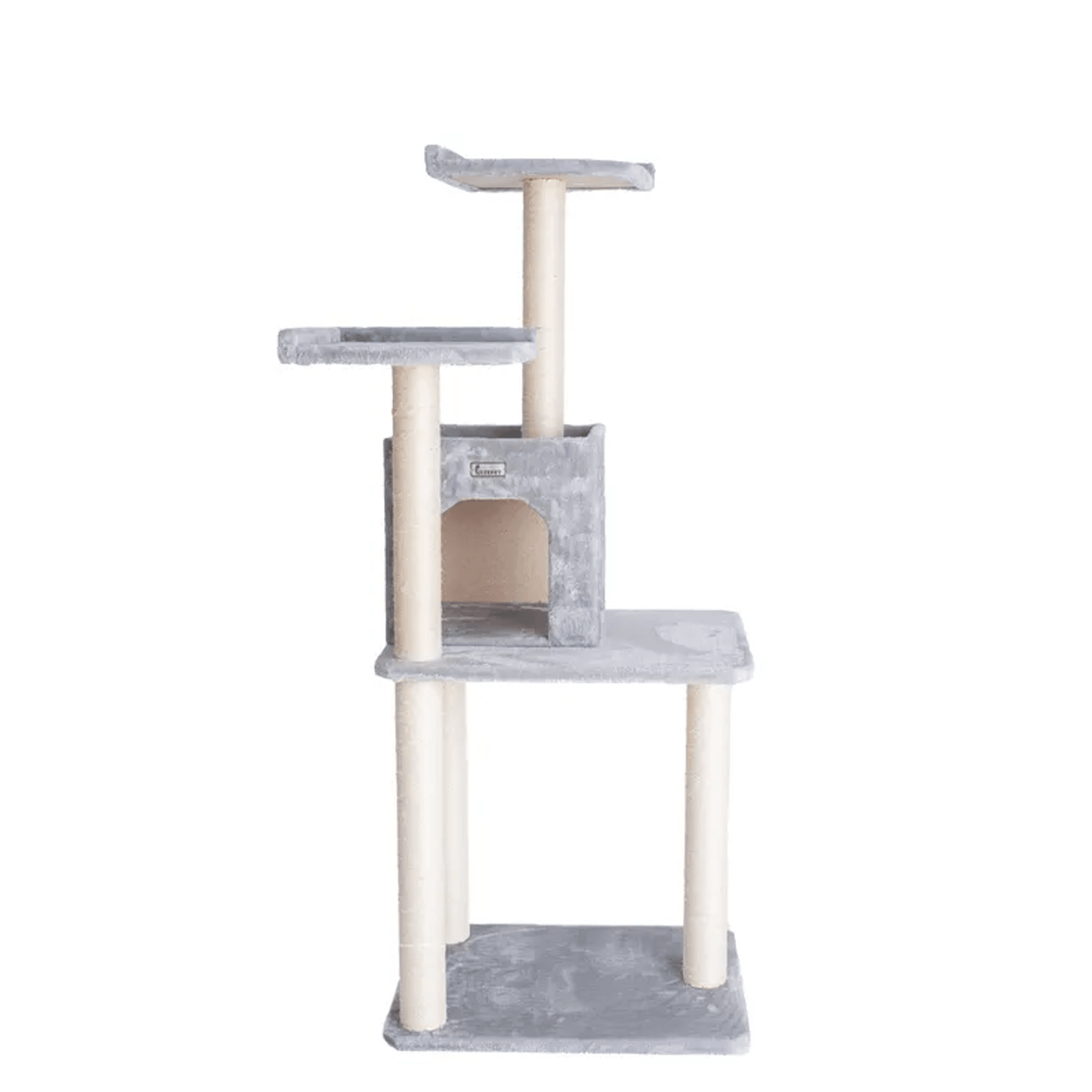 GleePet 57-Inch Grey Multi-Level Cat Tree with Two-Door Condo