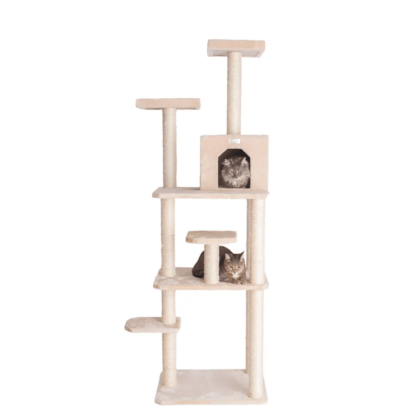 GleePet 74-Inch Beige Multi-Level Cat Tree with Perches and Condo